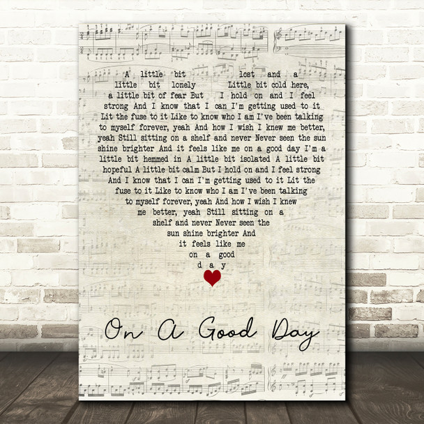 Above & Beyond On A Good Day Script Heart Decorative Wall Art Gift Song Lyric Print