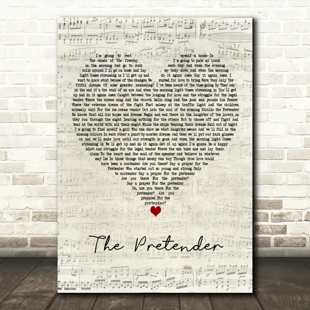 Jackson Browne The Pretender Script Heart Decorative Wall Art Gift Song Lyric Print
