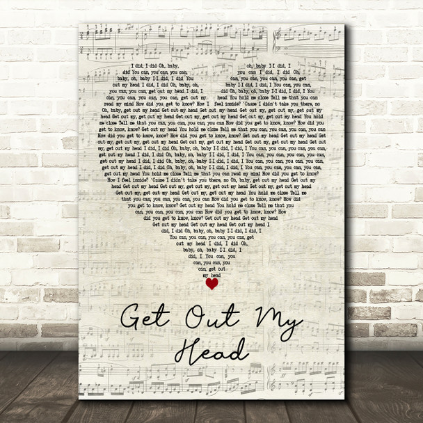 Shane Codd Get Out My Head Script Heart Decorative Wall Art Gift Song Lyric Print