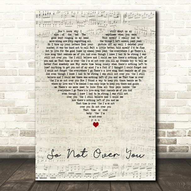 Simply Red So Not Over You Script Heart Decorative Wall Art Gift Song Lyric Print