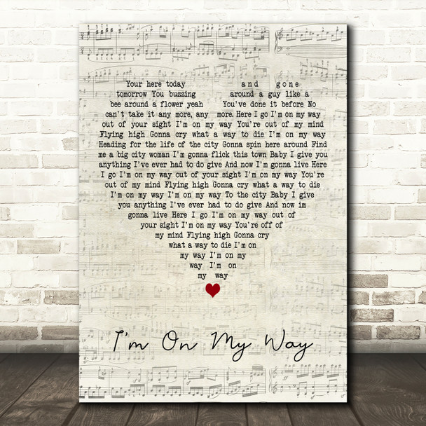 Dean Parrish I'm On My Way Script Heart Decorative Wall Art Gift Song Lyric Print