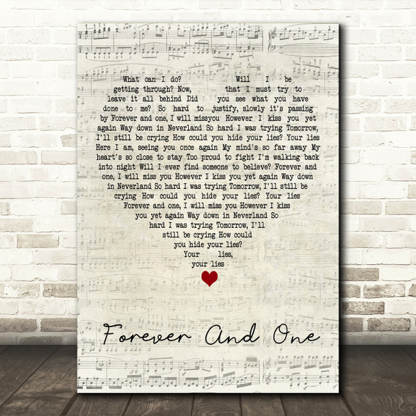Helloween Forever And One Script Heart Decorative Wall Art Gift Song Lyric Print
