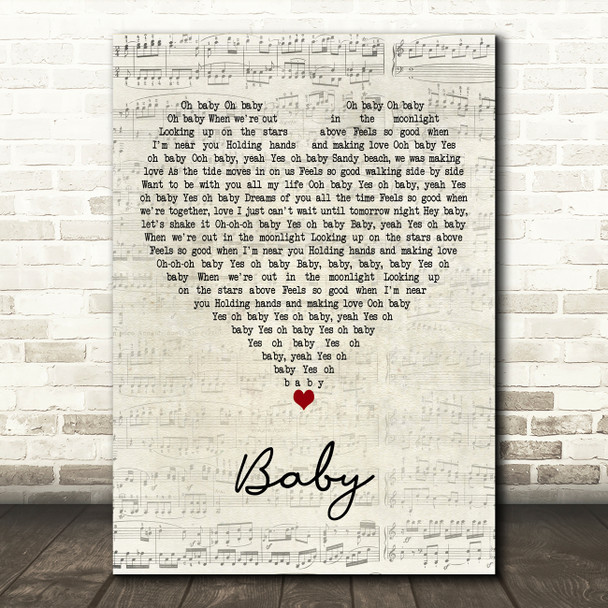 Donnie & Joe Emerson Baby Script Heart Decorative Wall Art Gift Song Lyric Print