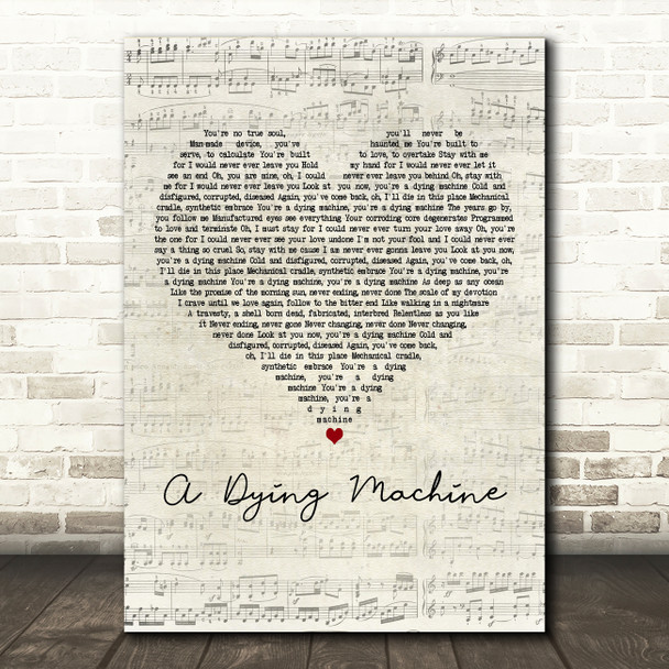 Tremonti A Dying Machine Script Heart Decorative Wall Art Gift Song Lyric Print