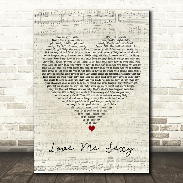 Jackie Moon Love Me Sexy Script Heart Decorative Wall Art Gift Song Lyric Print