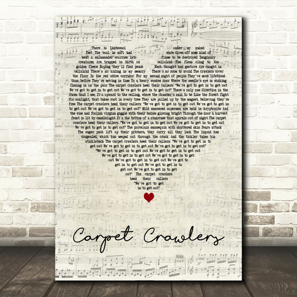 Genesis Carpet Crawlers Script Heart Decorative Wall Art Gift Song Lyric Print
