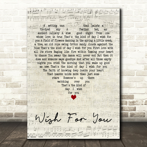 Faith Hill Wish For You Script Heart Decorative Wall Art Gift Song Lyric Print