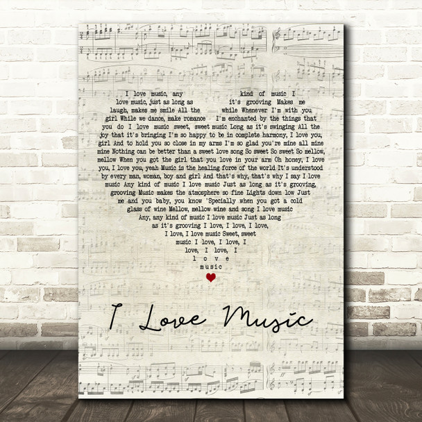 The O'Jays I Love Music Script Heart Decorative Wall Art Gift Song Lyric Print