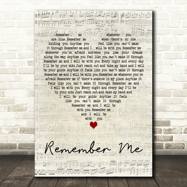 The Osmonds Remember Me Script Heart Decorative Wall Art Gift Song Lyric Print
