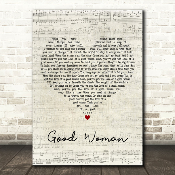 Maren Morris Good Woman Script Heart Decorative Wall Art Gift Song Lyric Print