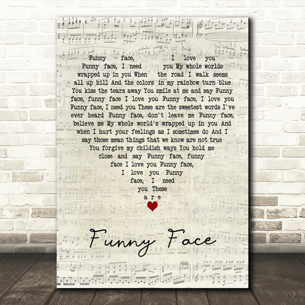Donna Fargo Funny Face Script Heart Decorative Wall Art Gift Song Lyric Print