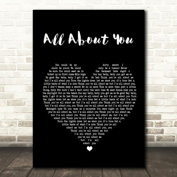Hilary Duff All About You Black Heart Song Lyric Quote Print