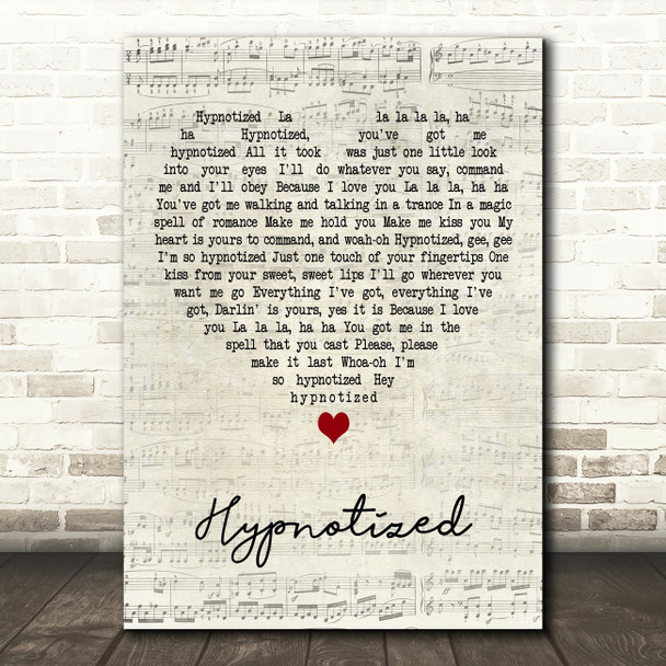 Linda Jones Hypnotized Script Heart Decorative Wall Art Gift Song Lyric Print