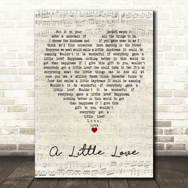 Celeste A Little Love Script Heart Decorative Wall Art Gift Song Lyric Print