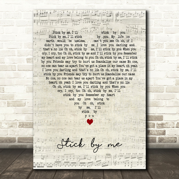 John Holt Stick by me Script Heart Decorative Wall Art Gift Song Lyric Print