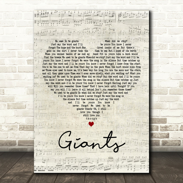 Dermot Kennedy Giants Script Heart Decorative Wall Art Gift Song Lyric Print