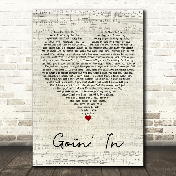 Tom Zanetti Goin' In Script Heart Decorative Wall Art Gift Song Lyric Print