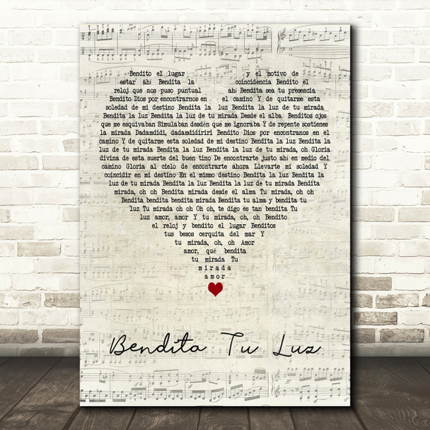 Maná Bendita Tu Luz Script Heart Decorative Wall Art Gift Song Lyric Print