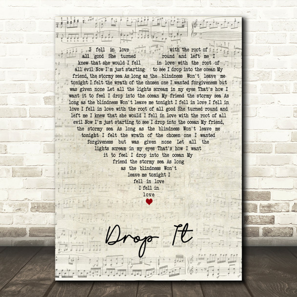 Biffy Clyro Drop It Script Heart Decorative Wall Art Gift Song Lyric Print