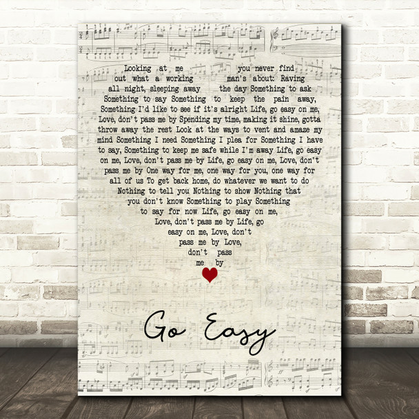 John Martyn Go Easy Script Heart Decorative Wall Art Gift Song Lyric Print