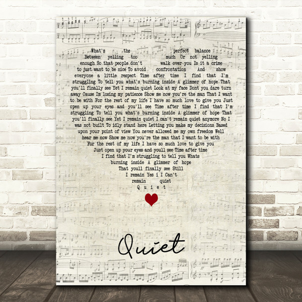 Natalie Weiss Quiet Script Heart Decorative Wall Art Gift Song Lyric Print