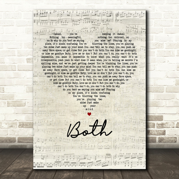 Ingrid Andress Both Script Heart Decorative Wall Art Gift Song Lyric Print