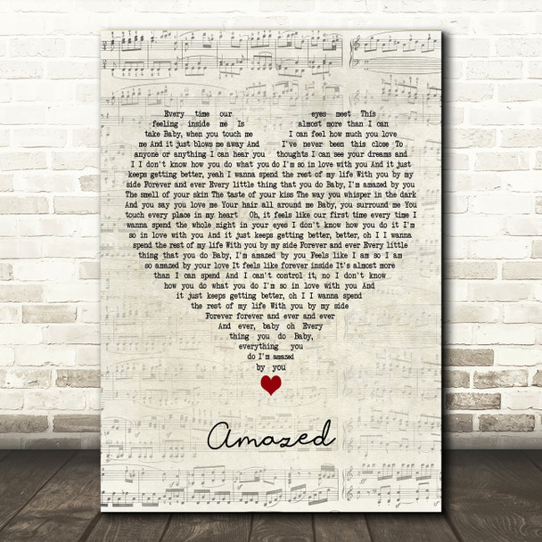 Boyz II Men Amazed Script Heart Decorative Wall Art Gift Song Lyric Print