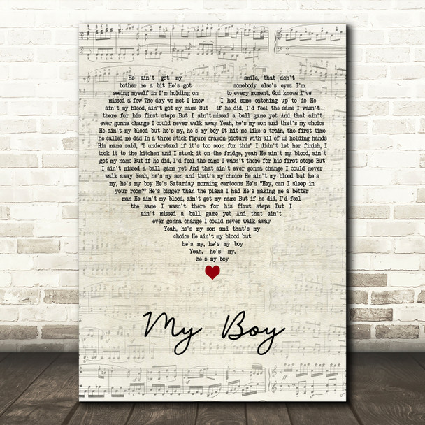 Elvie Shane My Boy Script Heart Decorative Wall Art Gift Song Lyric Print