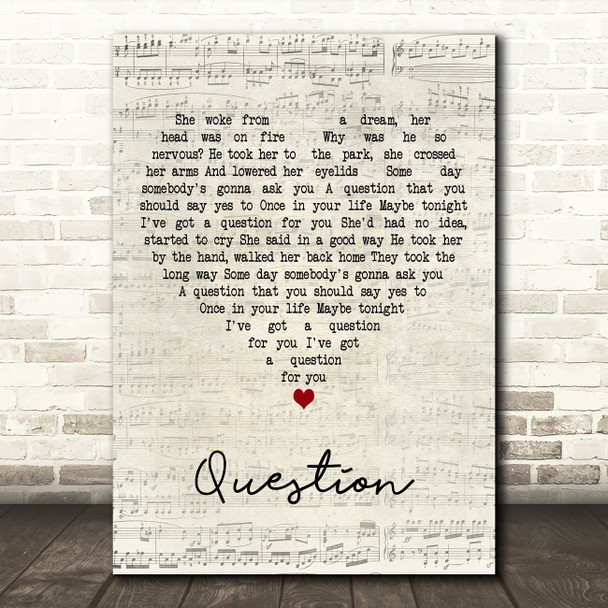Old 97's Question Script Heart Decorative Wall Art Gift Song Lyric Print