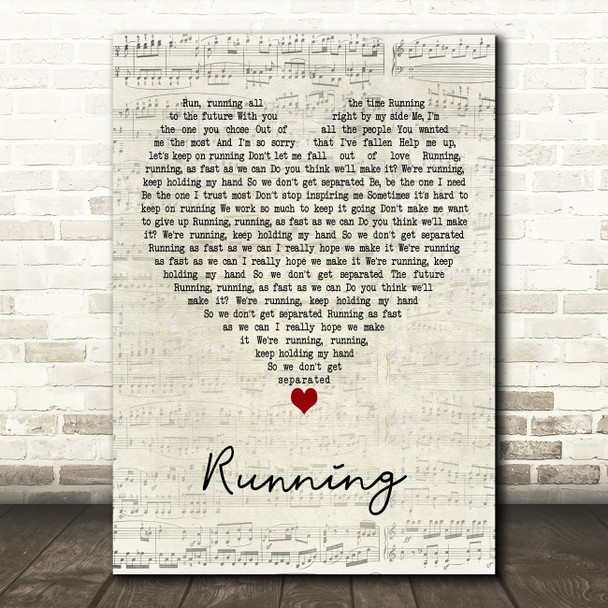 No Doubt Running Script Heart Decorative Wall Art Gift Song Lyric Print