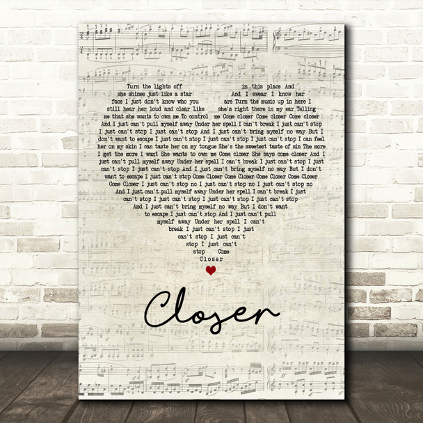 Ne-Yo Closer Script Heart Decorative Wall Art Gift Song Lyric Print