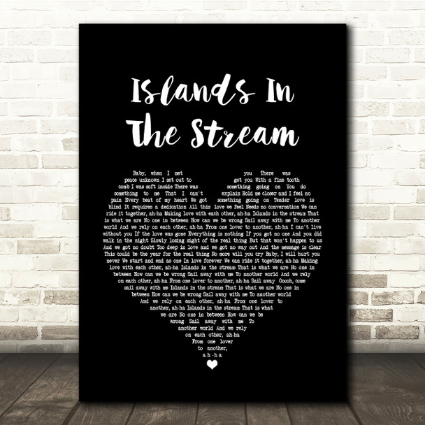 Kenny Rogers Islands In The Stream Black Heart Song Lyric Quote Print