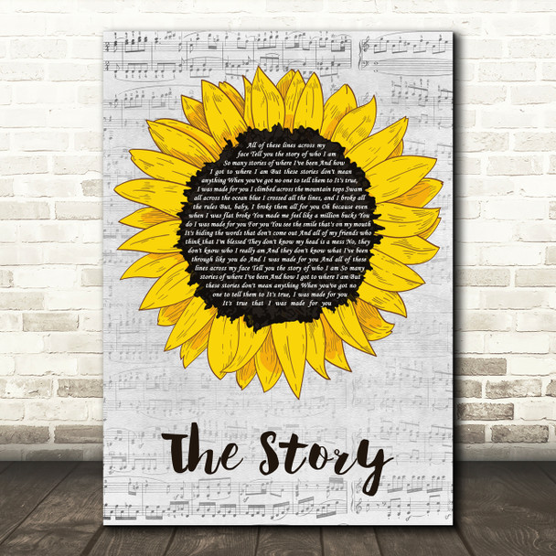 Brandi Carlile The Story Grey Script Sunflower Decorative Wall Art Gift Song Lyric Print