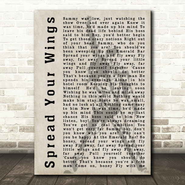Queen Spread Your Wings Shadow Decorative Wall Art Gift Song Lyric Print
