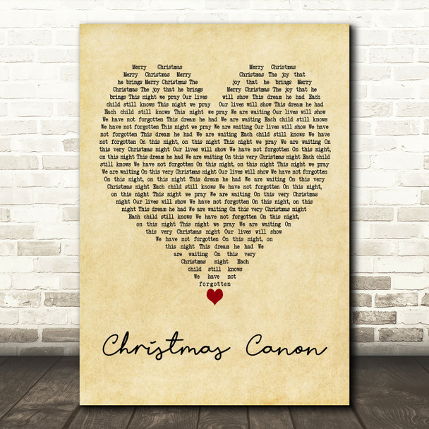 Trans-Siberian Orchestra Christmas Canon Vintage Heart Decorative Wall Art Gift Song Lyric Print