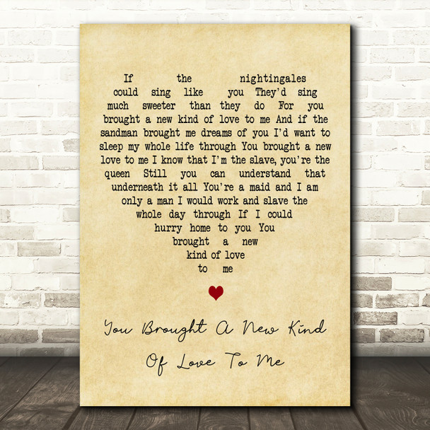 Frank Sinatra You Brought A New Kind Of Love To Me Vintage Heart Wall Art Gift Song Lyric Print