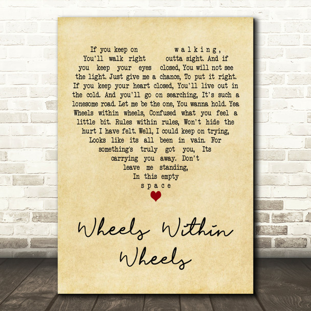 Rory Gallagher Wheels Within Wheels Vintage Heart Decorative Wall Art Gift Song Lyric Print