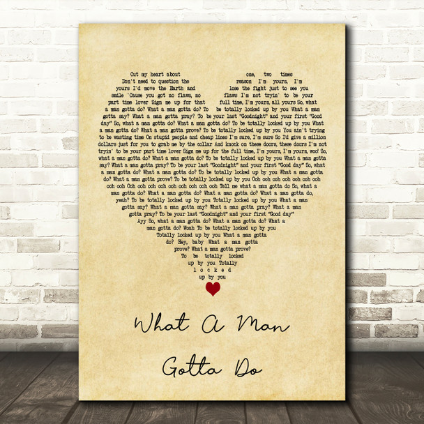 Jonas Brothers What A Man Gotta Do Vintage Heart Decorative Wall Art Gift Song Lyric Print