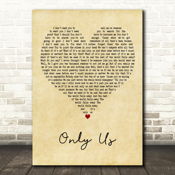 Laura Dreyfuss & Ben Platt Only Us Vintage Heart Decorative Wall Art Gift Song Lyric Print