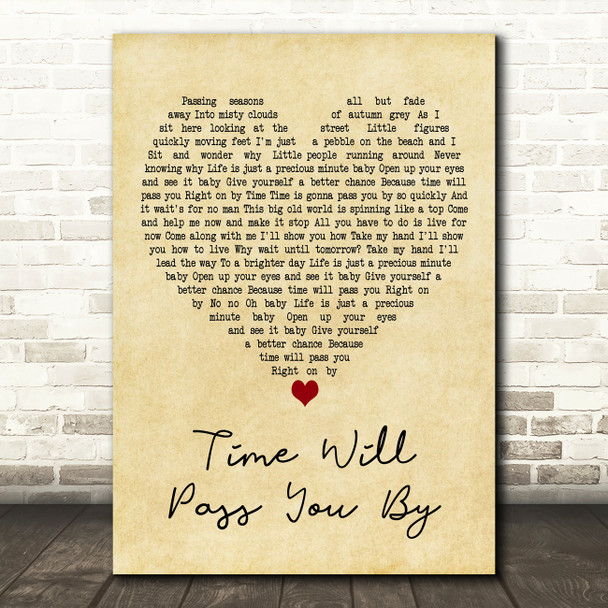 Tobi Legend Time Will Pass You By Vintage Heart Decorative Wall Art Gift Song Lyric Print