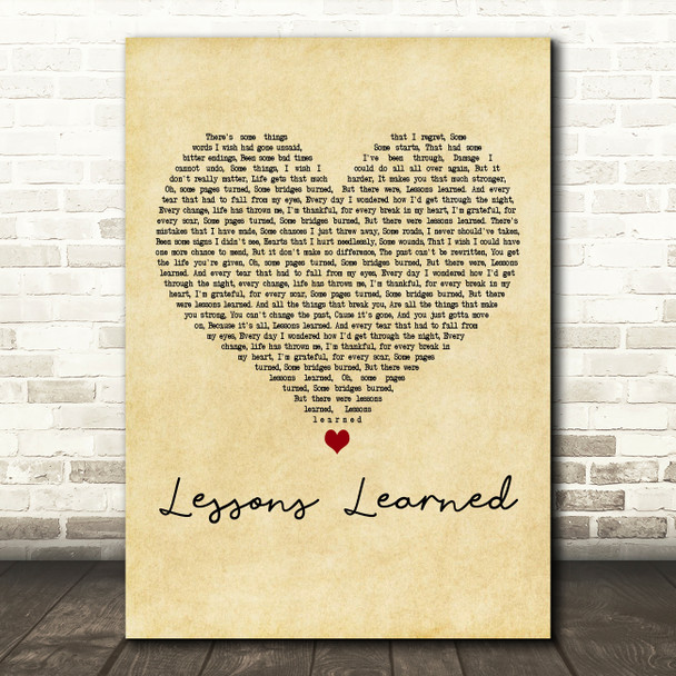 Carrie Underwood Lessons Learned Vintage Heart Decorative Wall Art Gift Song Lyric Print