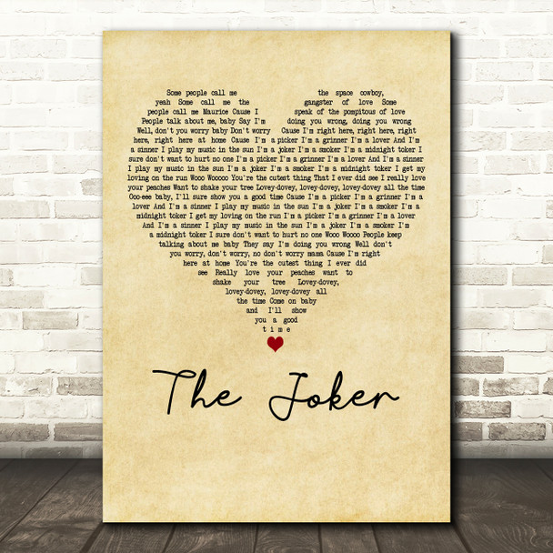 The Steve Miller Band The Joker Vintage Heart Decorative Wall Art Gift Song Lyric Print