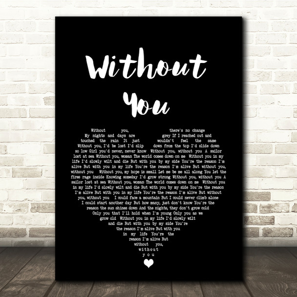 Motley Crue Without You Black Heart Song Lyric Quote Print