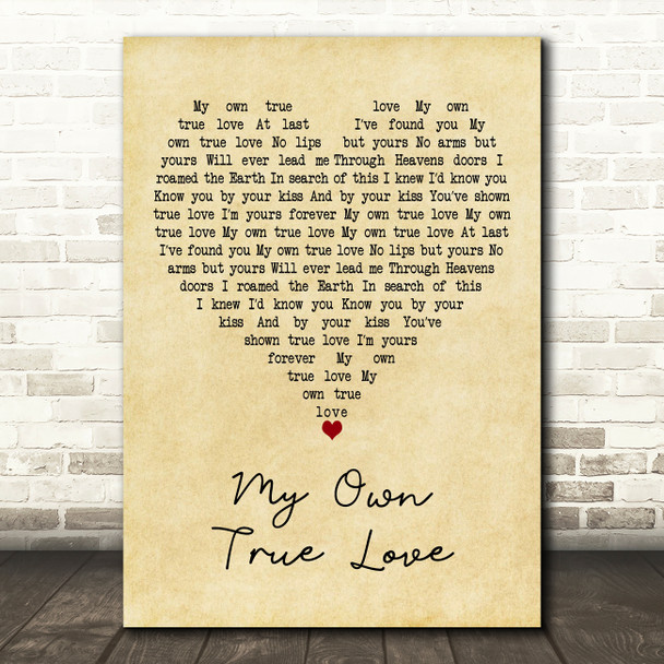The Duprees My Own True Love Vintage Heart Decorative Wall Art Gift Song Lyric Print