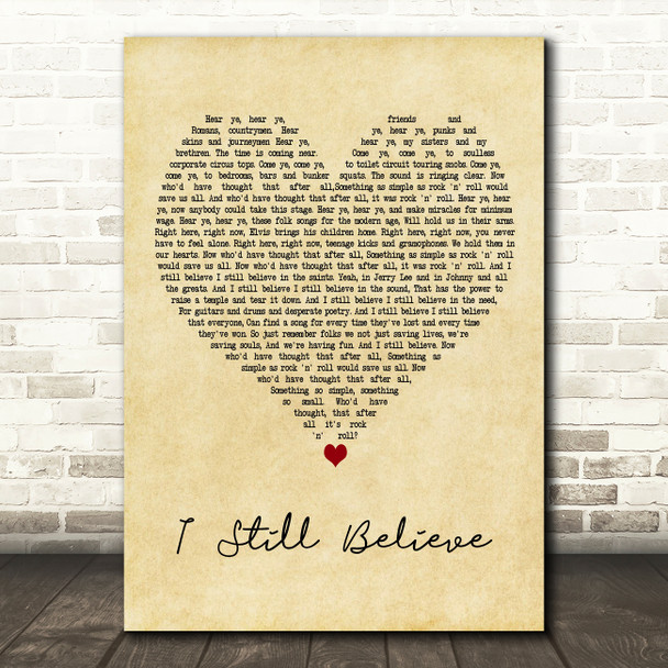 Frank Turner I Still Believe Vintage Heart Decorative Wall Art Gift Song Lyric Print