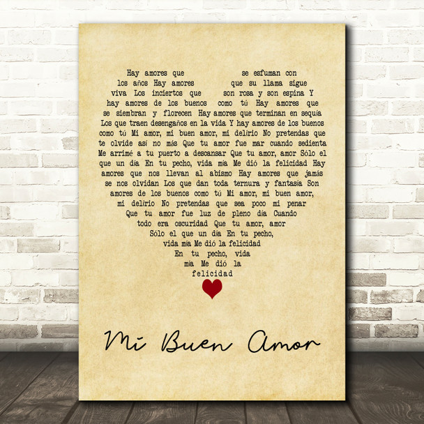 Gloria Estefan Mi Buen Amor Vintage Heart Decorative Wall Art Gift Song Lyric Print