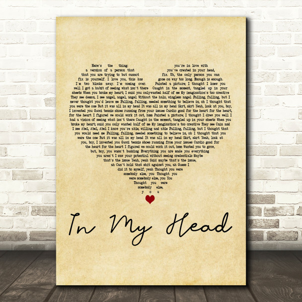 Ariana Grande In My Head Vintage Heart Decorative Wall Art Gift Song Lyric Print