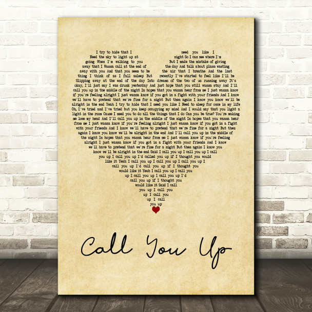 Viola Beach Call You Up Vintage Heart Decorative Wall Art Gift Song Lyric Print