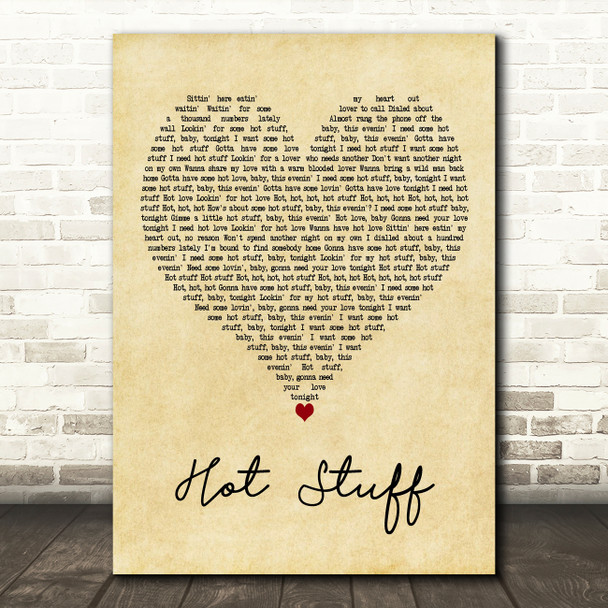 Donna Summer Hot Stuff Vintage Heart Decorative Wall Art Gift Song Lyric Print