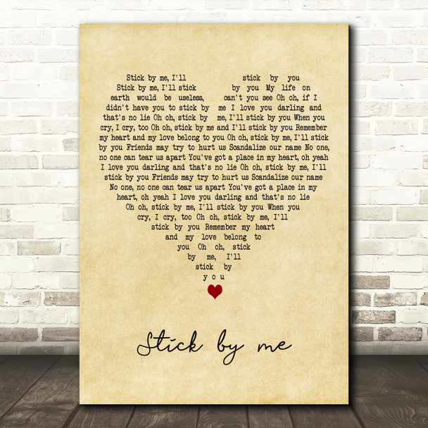 John Holt Stick by me Vintage Heart Decorative Wall Art Gift Song Lyric Print